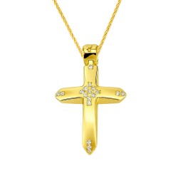 Χρυσός βαπτιστικός σταυρός Κ14 με αλυσίδα